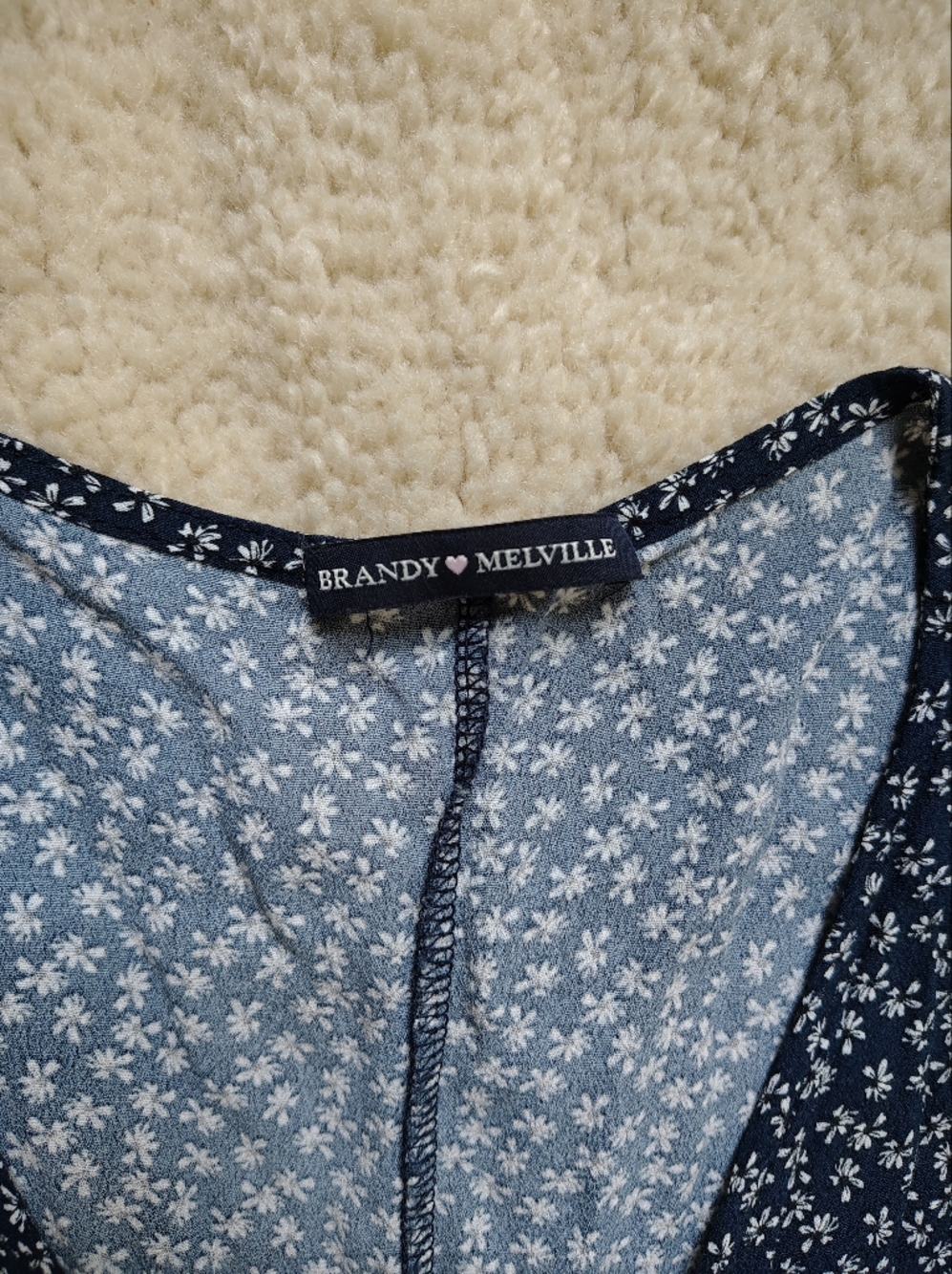 Brandy Melville S/M Blue Daisy Print Robbie Wrap Dress Made In Italy - Picture 4 of 14